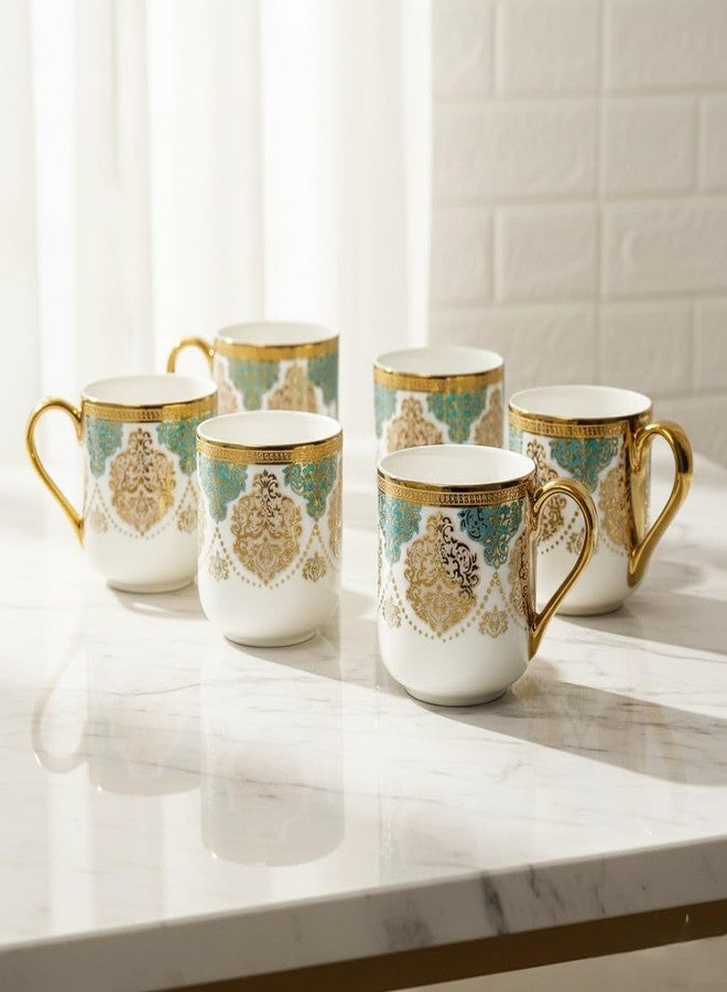 Femora Premium Ceramic Royal Crowned Coffee & Tea Cup | Finest Premium for Tea/Coffee/Hot Drinks | Set of 6 | Capacity- 180 ML | (Not Microwave Safe) - Image 1